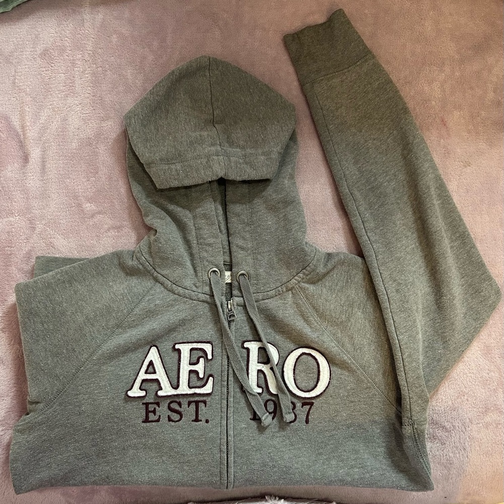 AERO Gray Zip-Up Hoodie